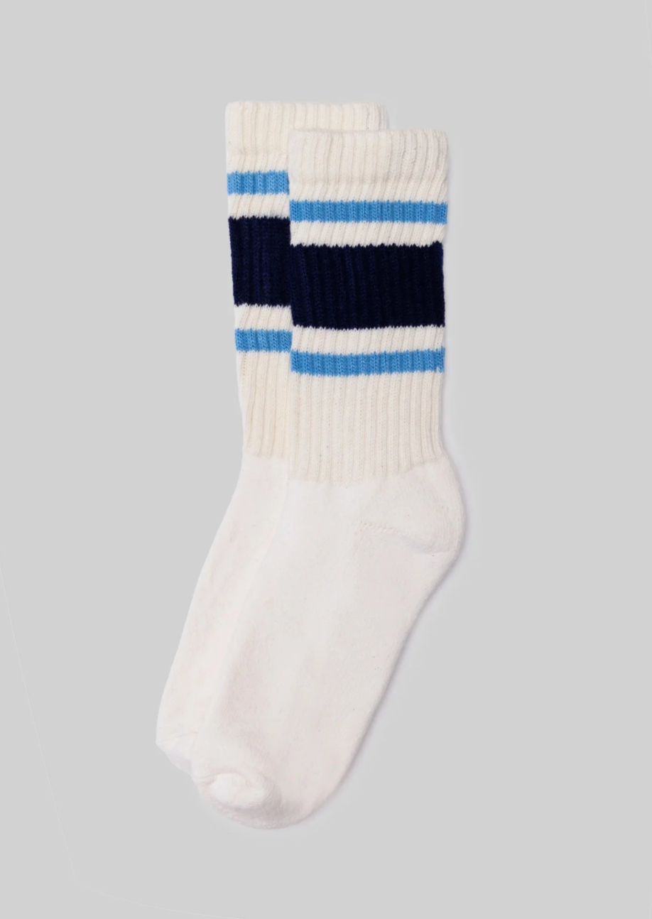 Retro Stripe Sock Navy Blue