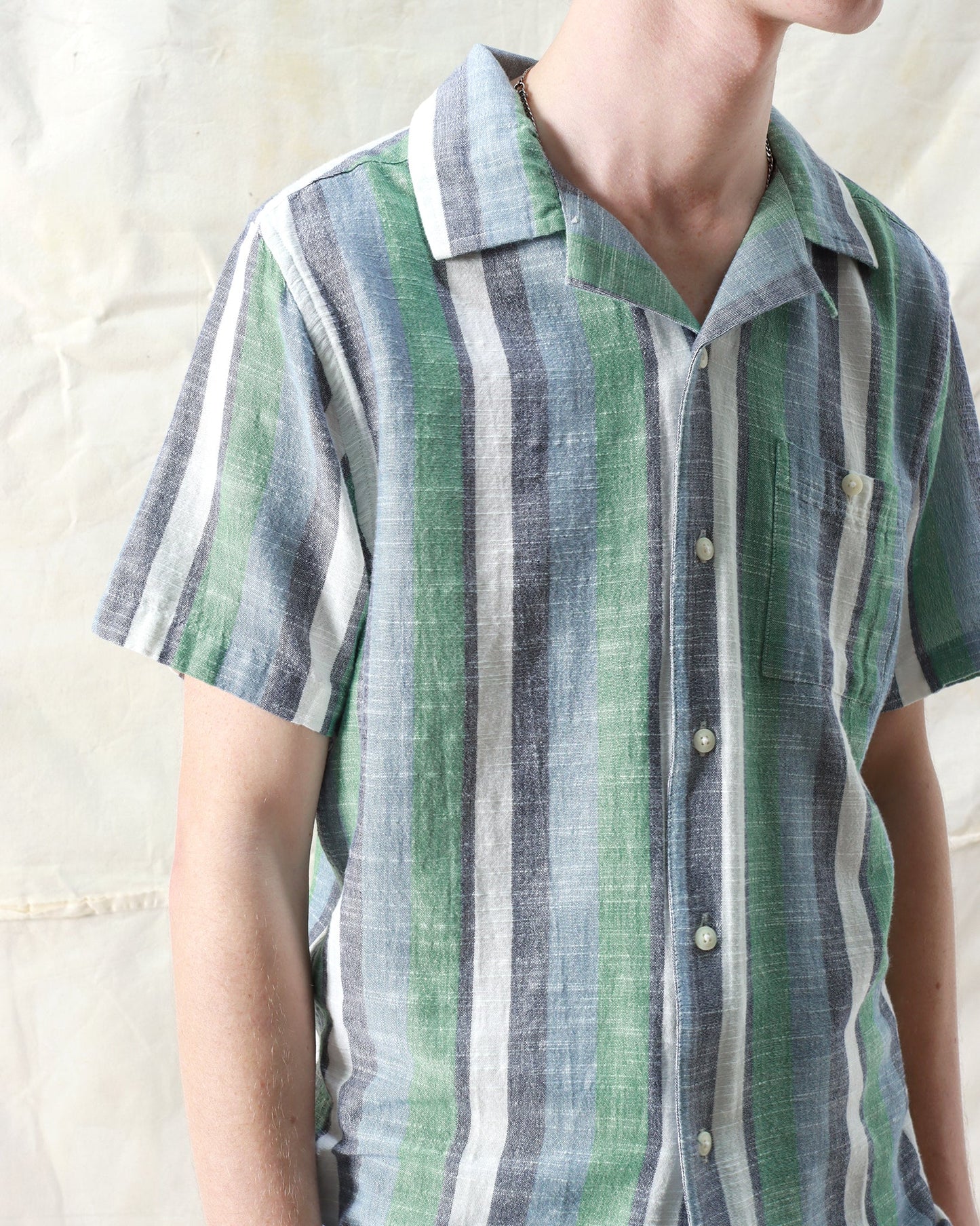 Selleck Shirt Slub Stripe Aegean