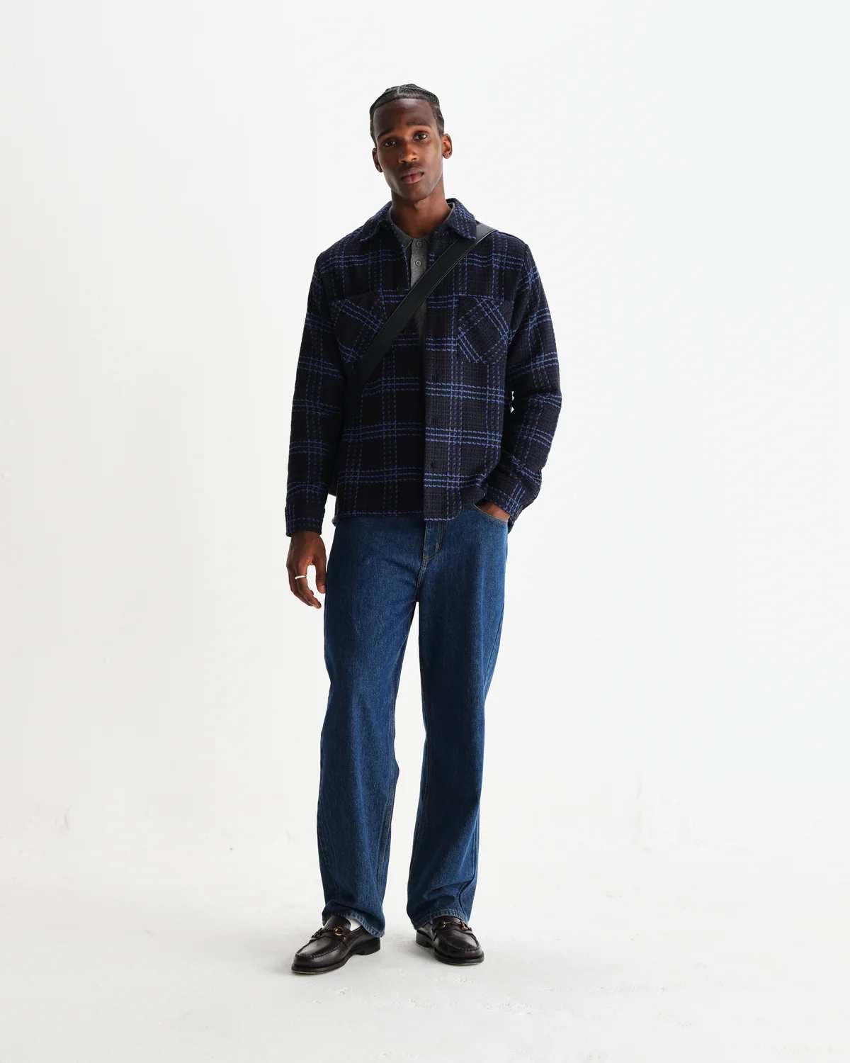 Whiting Overshirt Skate Check Navy and Blue