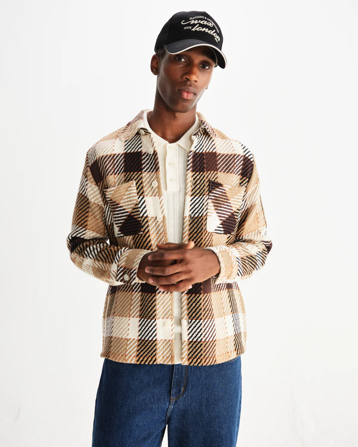 Whiting Overshirt Pike Check Natural And Brown