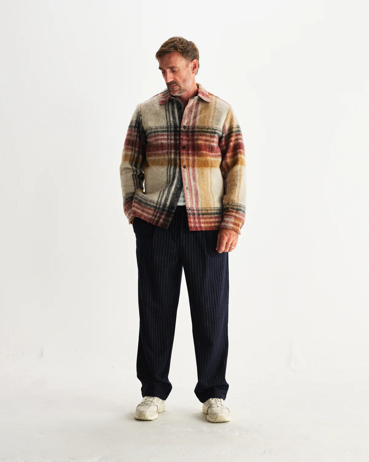 Nolan Natural Check Wool Overshirt