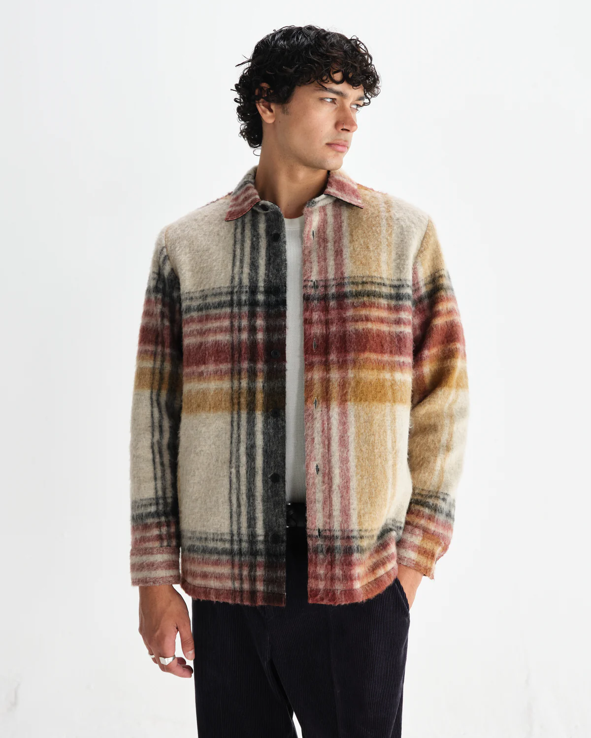 Nolan Natural Check Wool Overshirt