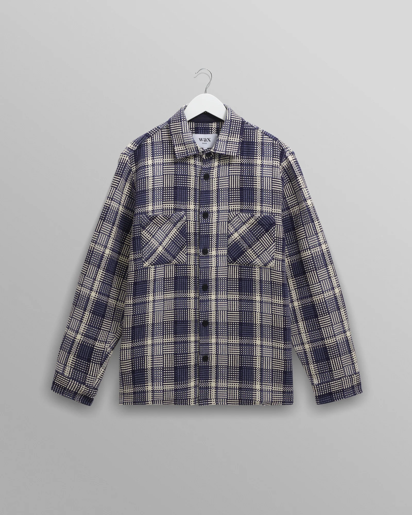 Whiting Overshirt Basket Weave Blue Ecru