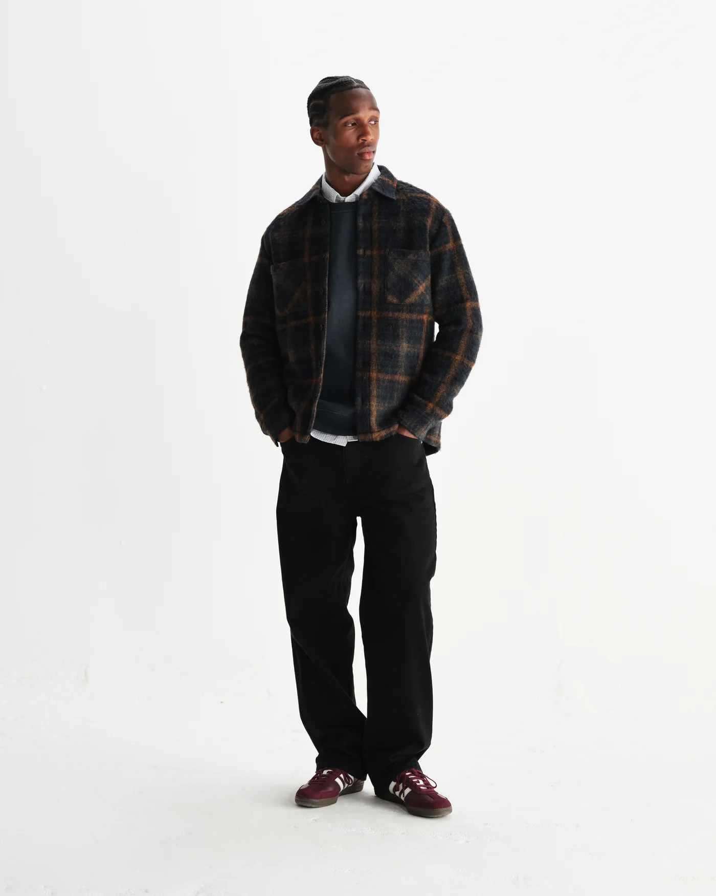 Whiting Overshirt Teal and Orange Drawn Check