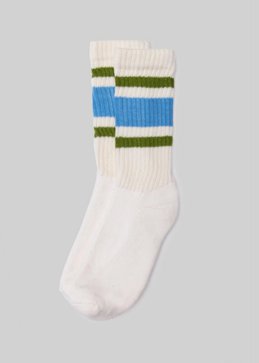 Retro Stripe Sock Blue Chive