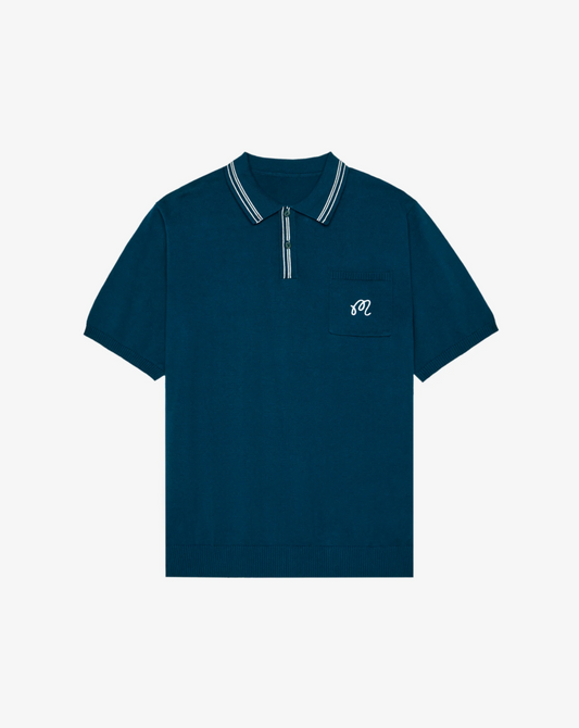 Campania Knit Polo Azurra