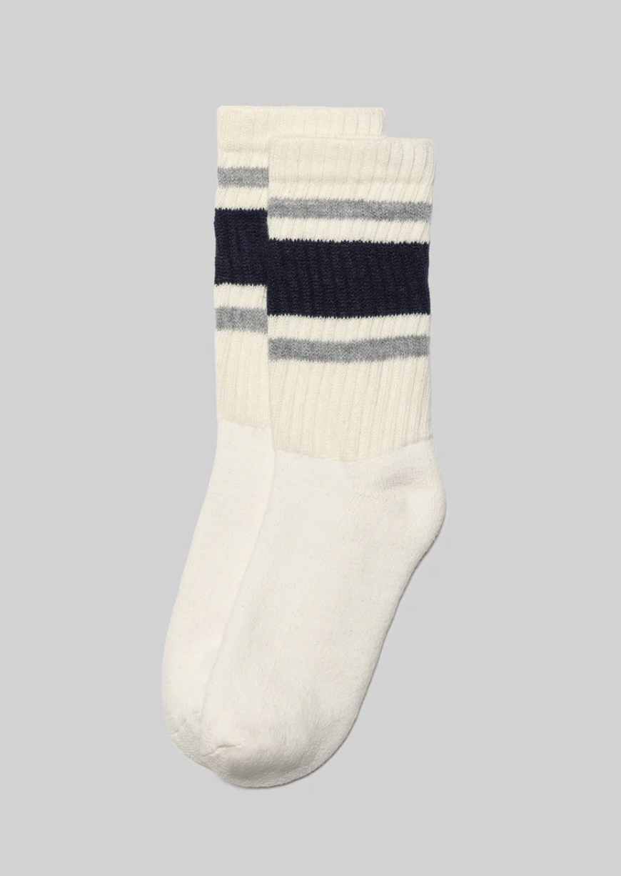 Retro Stripe Sock Heather Navy