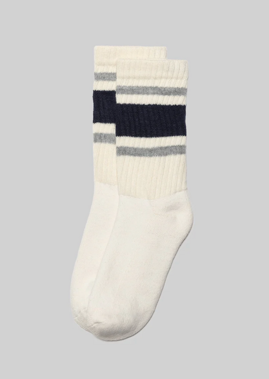 Retro Stripe Sock Heather Navy