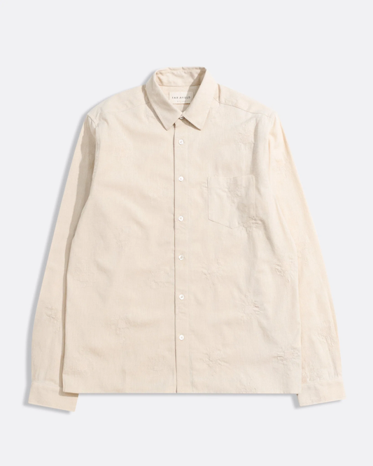 Embroidered Abstract Flower Shirt Stone