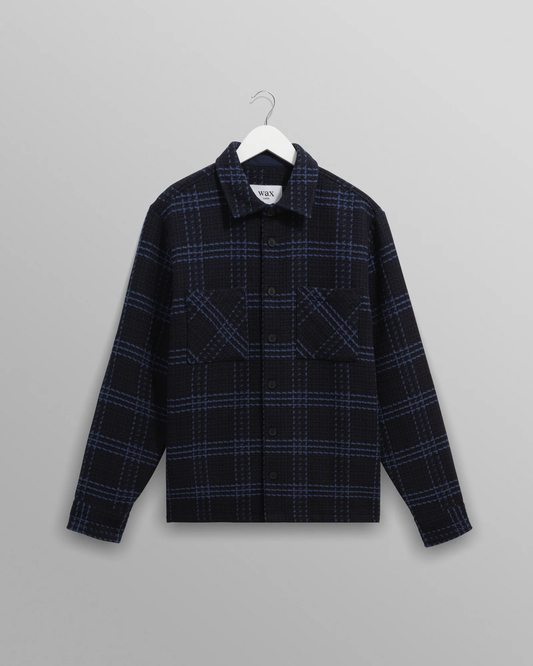 Whiting Overshirt Skate Check Navy and Blue