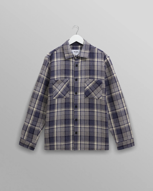 Whiting Overshirt Basket Weave Blue Ecru